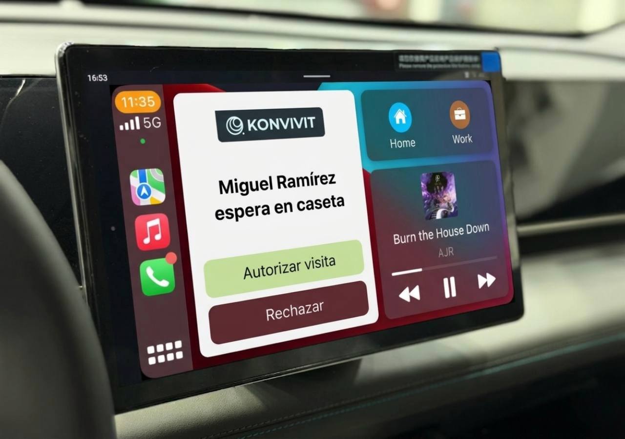Tela de veículo com Apple CarPlay, painel moderno